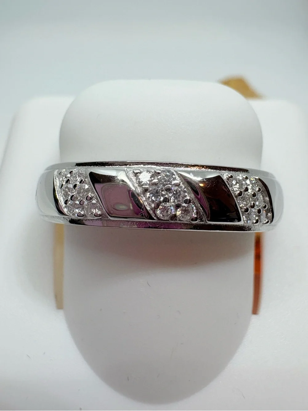 Sterling Silver Moissanite Men's Ring Size 8